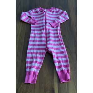 Hanna Andersson Bold Stripe Sleeper Pink White 18-24mo